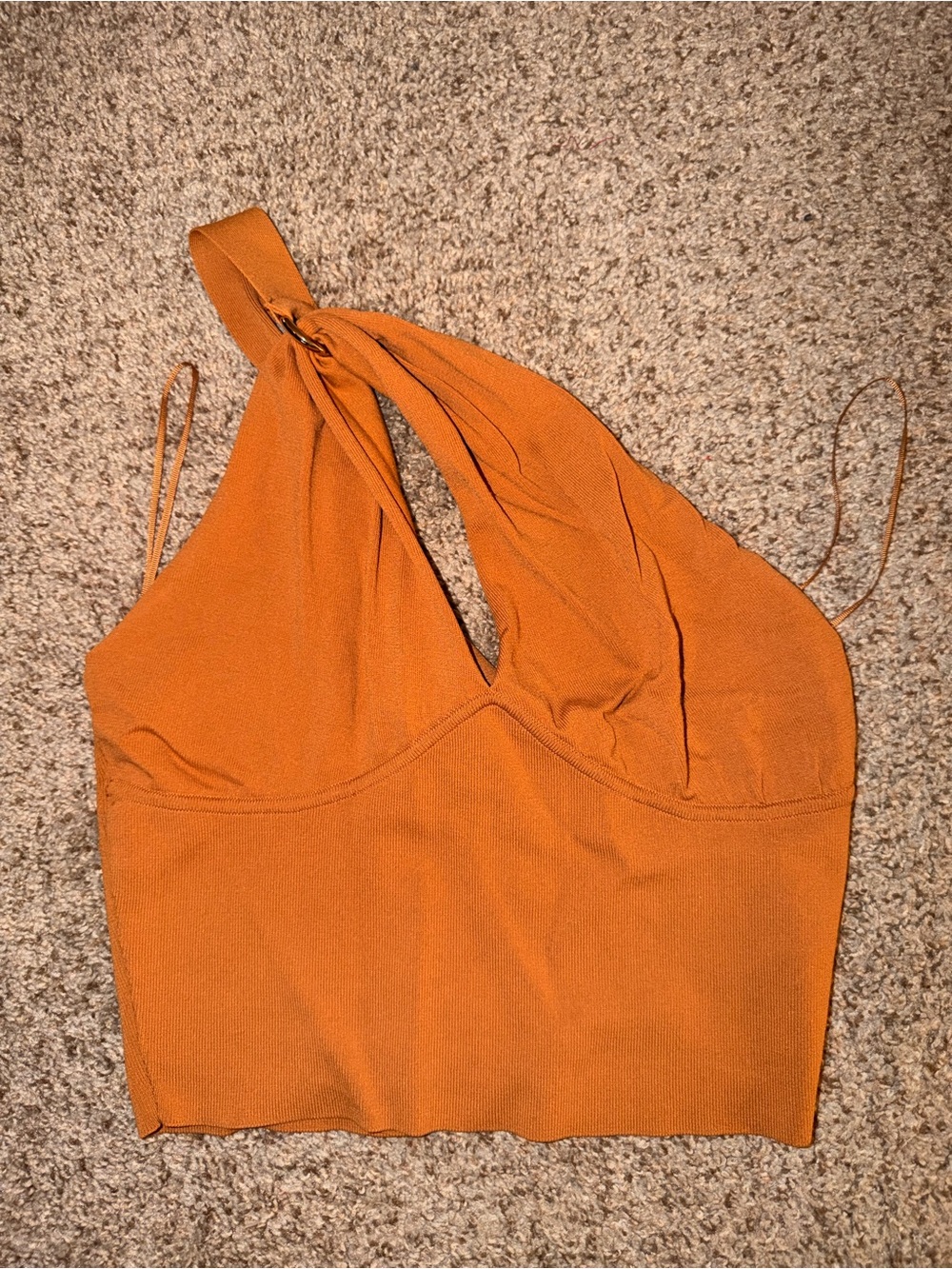 Zara One-Shoulder Rust Orange Crop Top